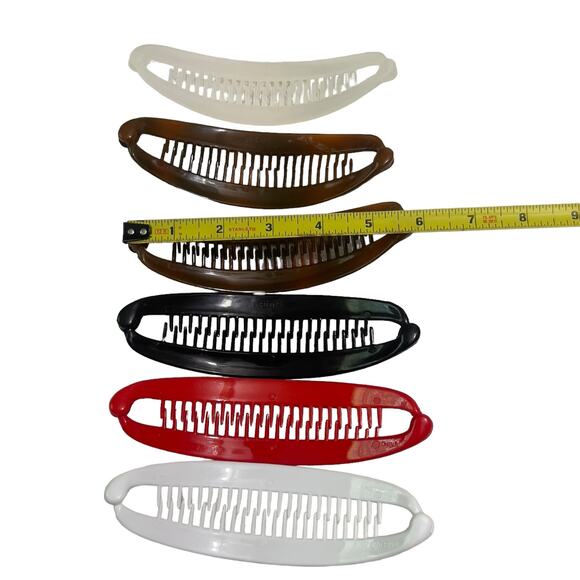 Scunci Ponytail Flat Banana Combs Hair Accessory Lot of 6 Assorted Colors - Picture 5 of 5